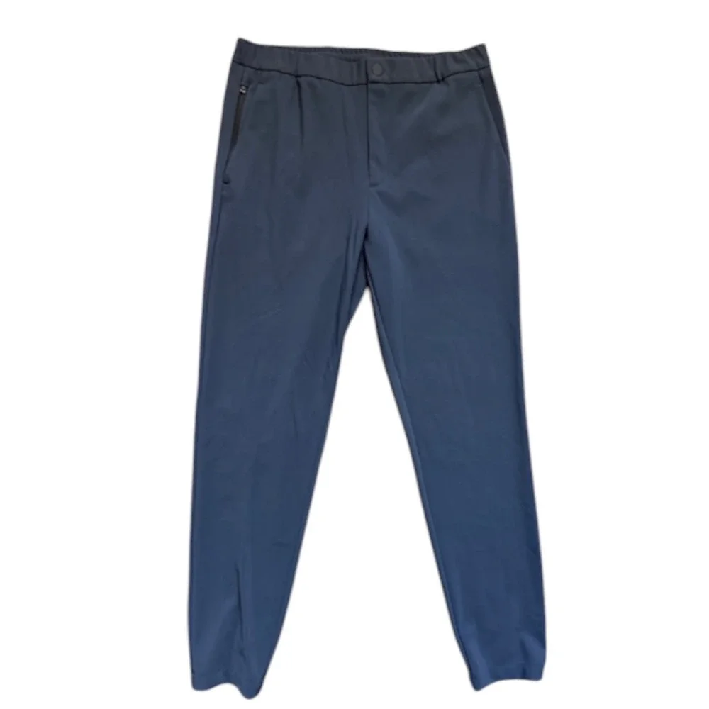 Theory Terrance Precision Ponte Joggers Mens M Navy Blue Tapered Pants Drwstring